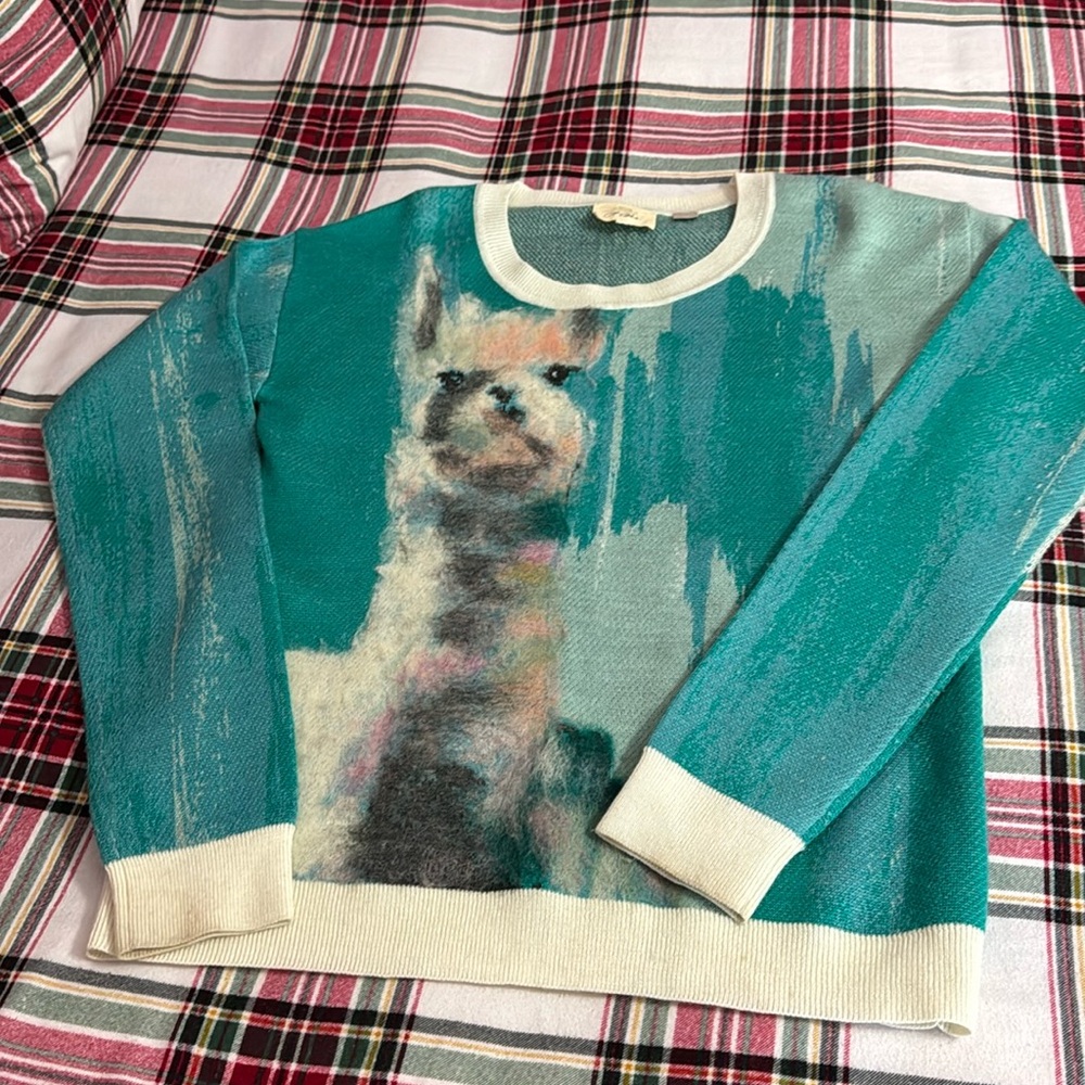 Anthropology llama sweater in EUC